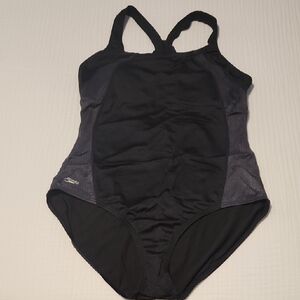 Speedo Black One-Piece Swimsuit Racerback Design